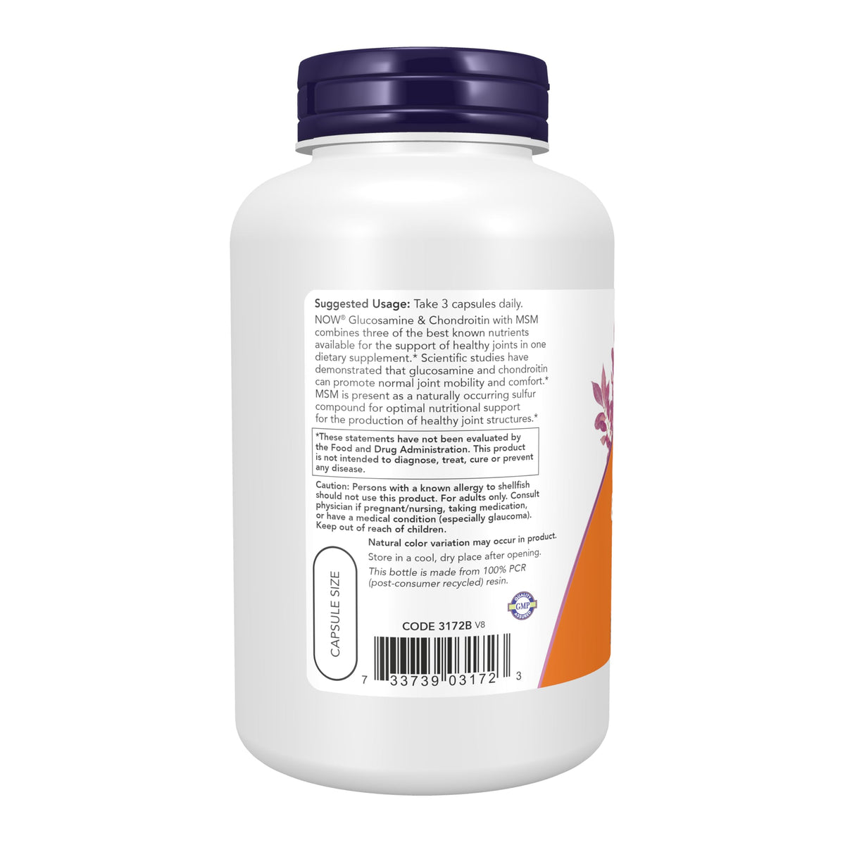 Gélules végétales NOW Foods Glucosamine & Chondroitin sur fond blanc
