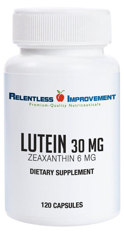 Gélules végétales Relentless Improvement Lutein 30mg et Zeaxanthin 6mg vue avant