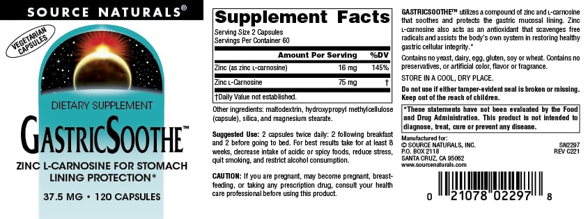 Gélules végétales Source Naturals GastricSoothe sur une surface en bois