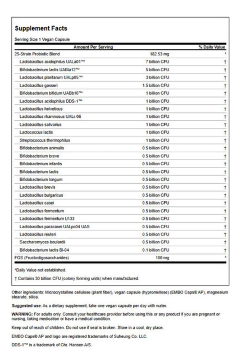 Gélules végétales Swanson Epic-Pro Probiotique sur fond blanc