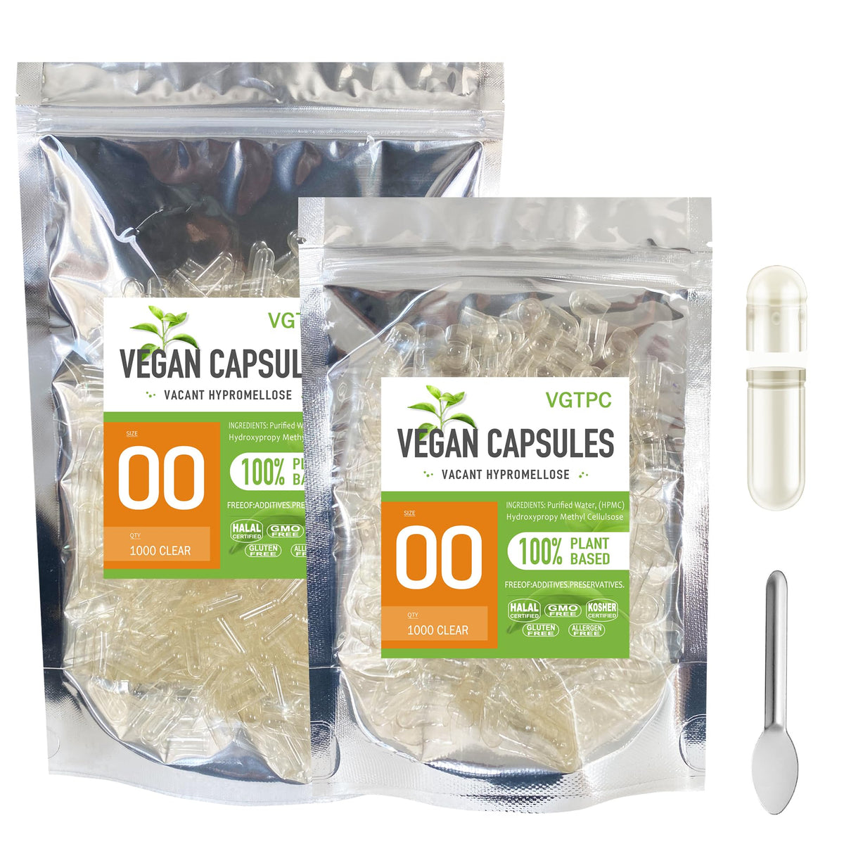 Gélules végétales vides VGTPC taille 00 en packaging