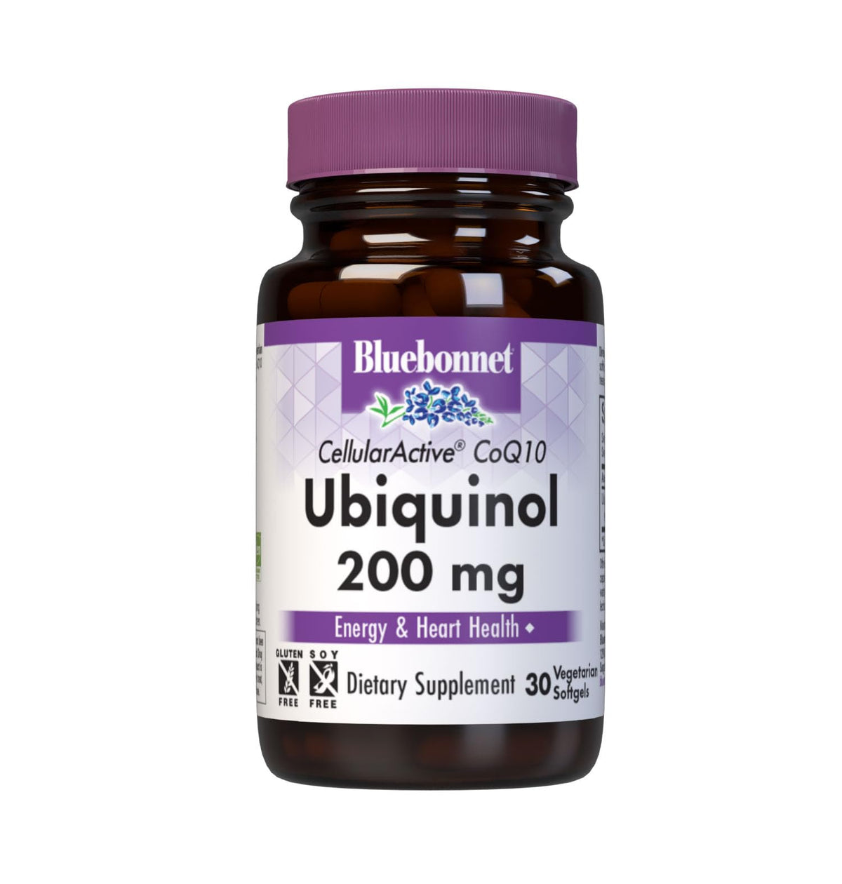 Gélules végétariennes BlueBonnet CoQ10 Ubiquinol 200 mg, vue de face
