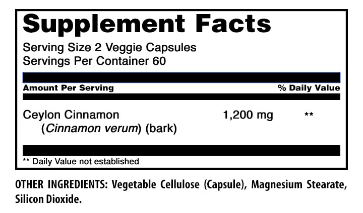 Gélules végétariennes d'Amazing Nutrition Ceylon Cinnamon, gros plan