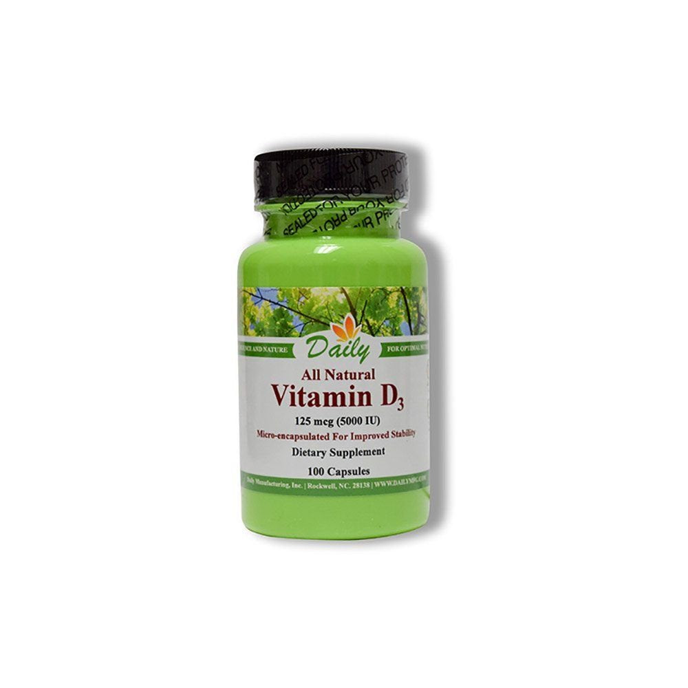 Gélules végétariennes Daily Manufacturing Vitamine D3 5000 UI