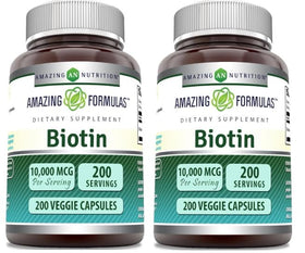 Gélules végétariennes de Biotine 10 000 Mcg Amazing Nutrition, vue de face