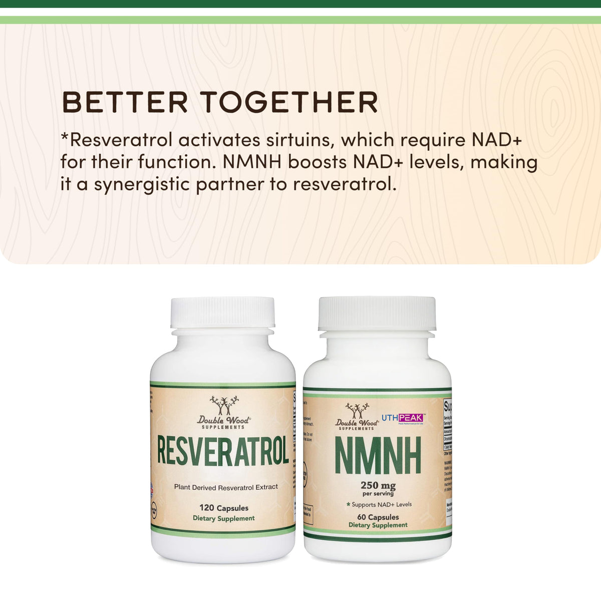 Gélules végétariennes de Double Wood Resveratrol 500mg