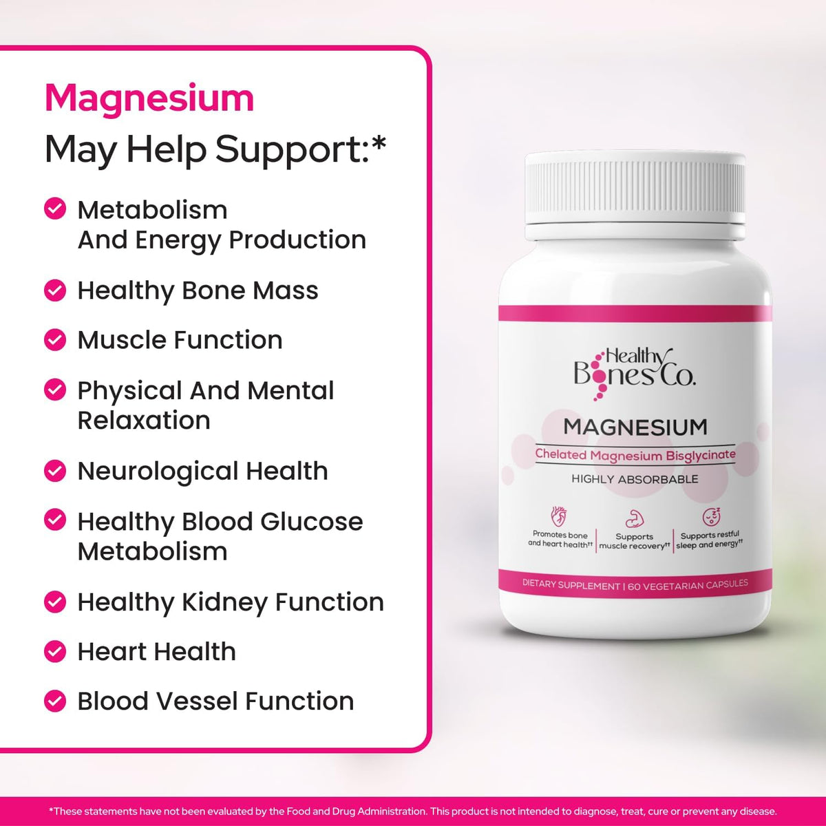 Gélules végétariennes de magnésium glycinate Healthy Bones Co.