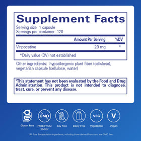 Gélules végétariennes de Vinpocetine Pure Encapsulations