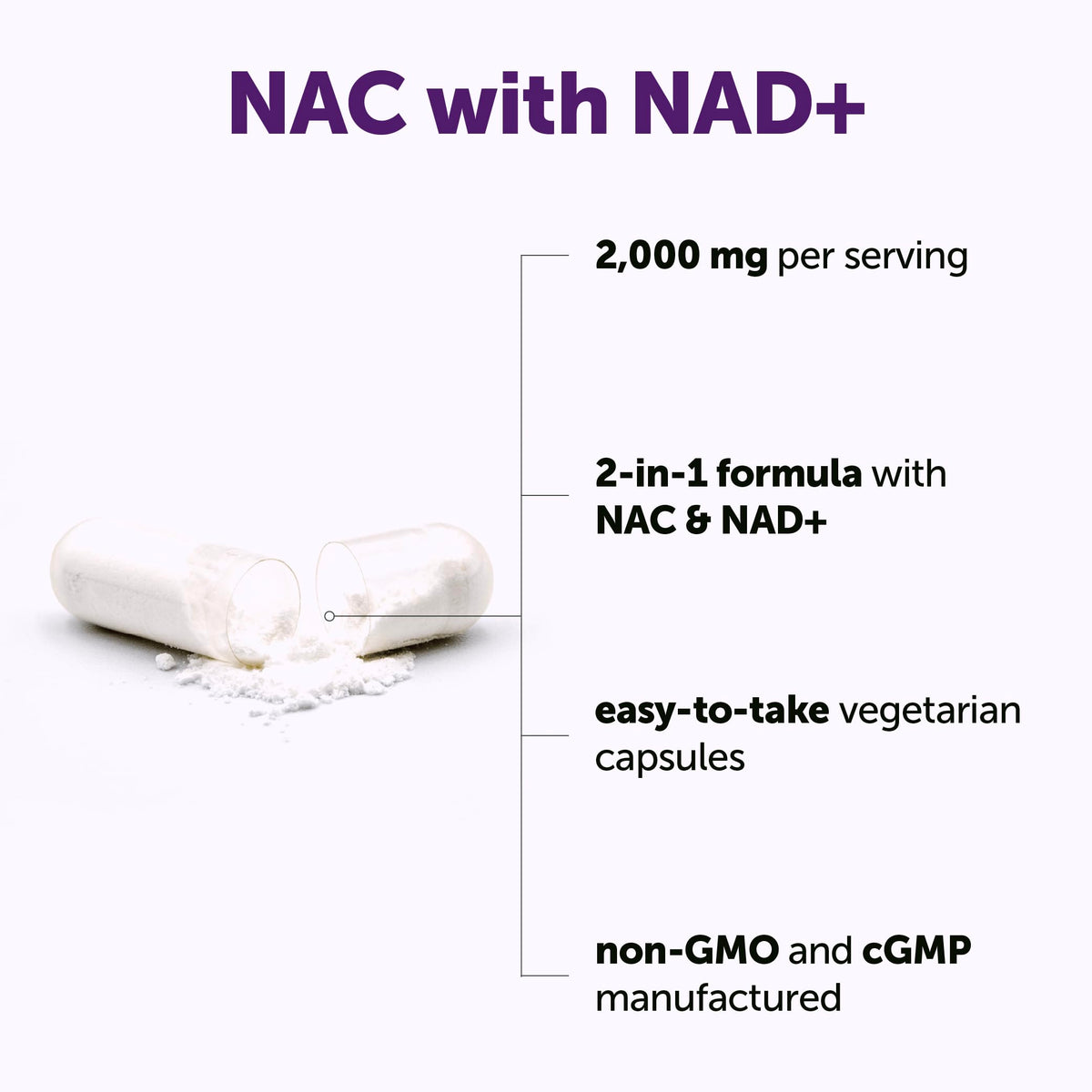 Gélules végétariennes Micro Ingredients NAC avec NAD+