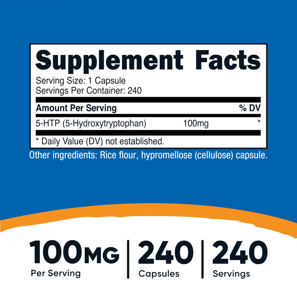 Gélules végétariennes Nutricost 5-HTP, vue de près