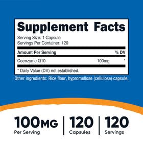 Gélules végétariennes Nutricost CoQ10 100mg sur une table