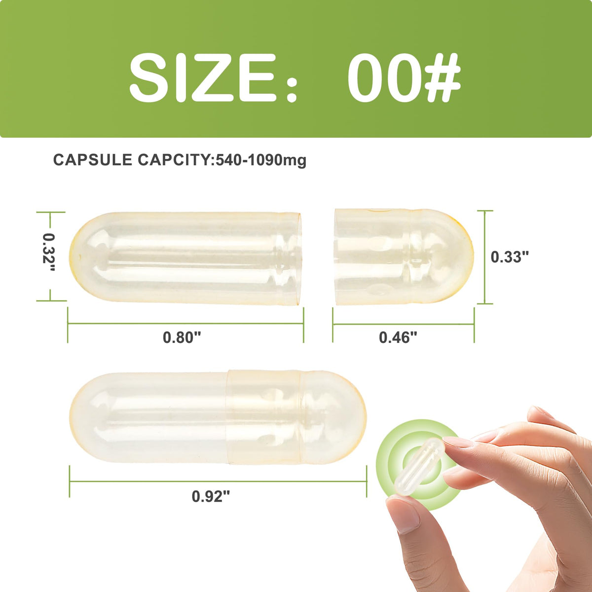 Gélules VGTPC taille 00 vides sur fond blanc
