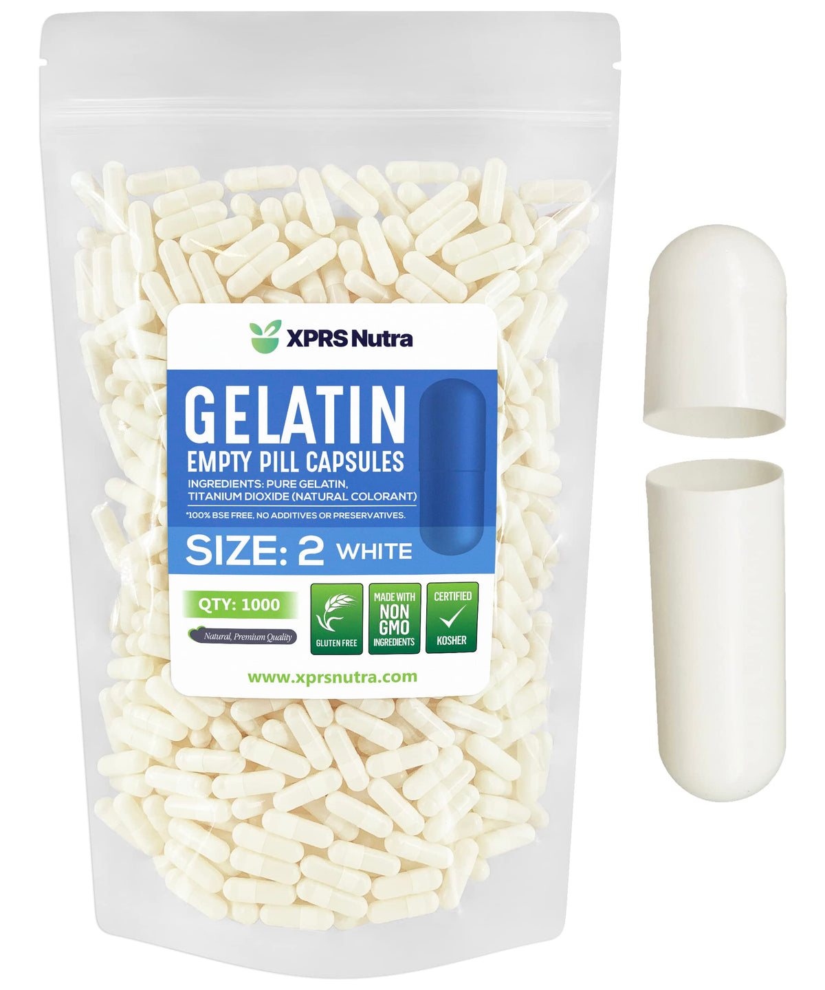 Gélules vides taille 2 XPRS Nutra vue de face