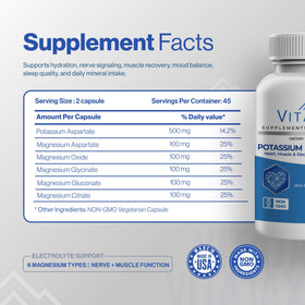Gélules VITAJAX Potassium Magnésium avec main pour échelle