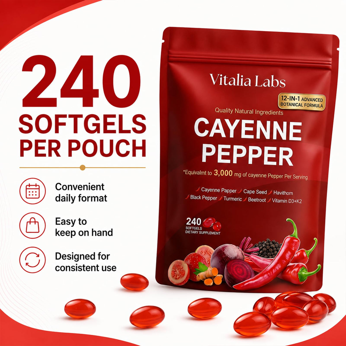 Gélules Vitalia sur fond naturel