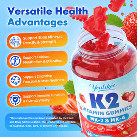 Gélules Youlikee Vitamine K2 sur une surface blanche