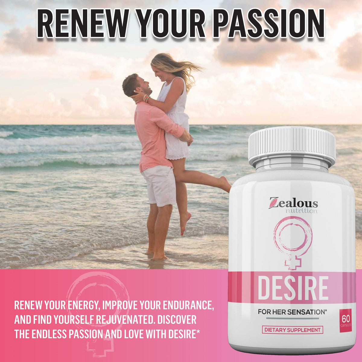 Gélules Zealous Nutrition sur fond blanc avec lumière naturelle