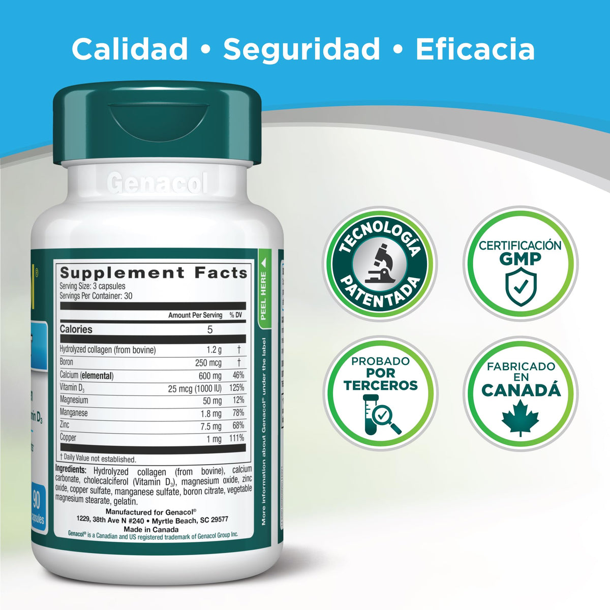 Genacol avec gobelet d'eau prêt à être consommé