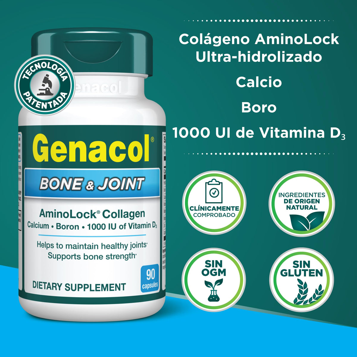Genacol complément avec liste des ingrédients côté