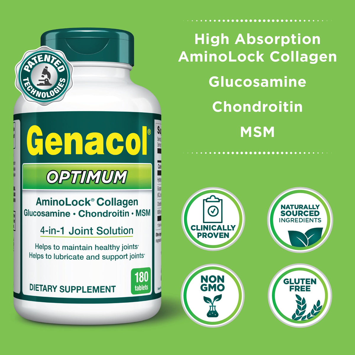 Genacol Optimum emballage avec ingrédients détaillés