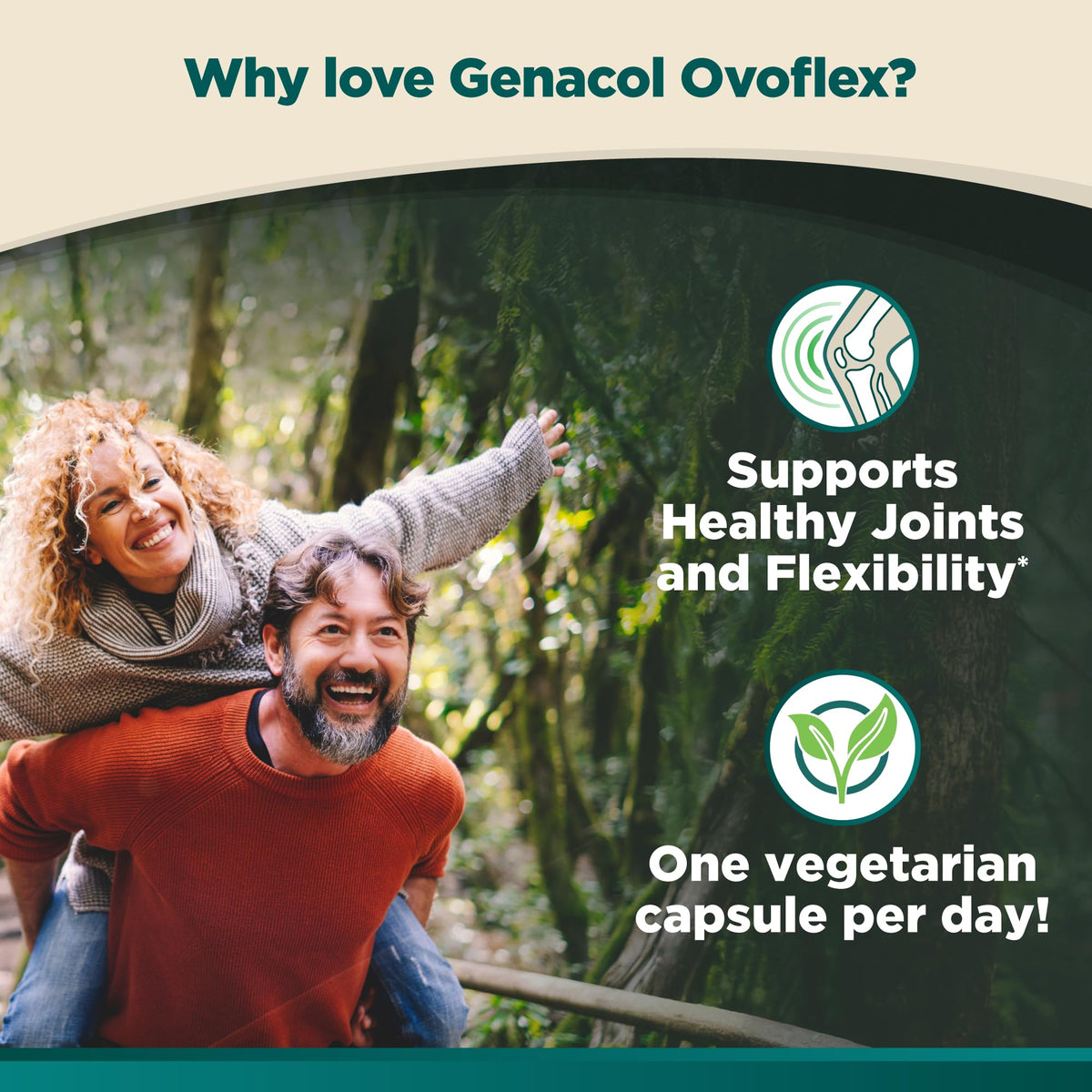 Genacol Ovoflex capsules sur un fond naturel