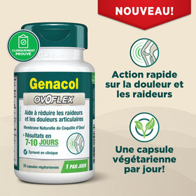 Genacol Ovoflex, présentation sur une table en bois