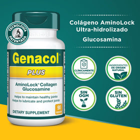 Genacol Plus supplément placé sur une table en bois