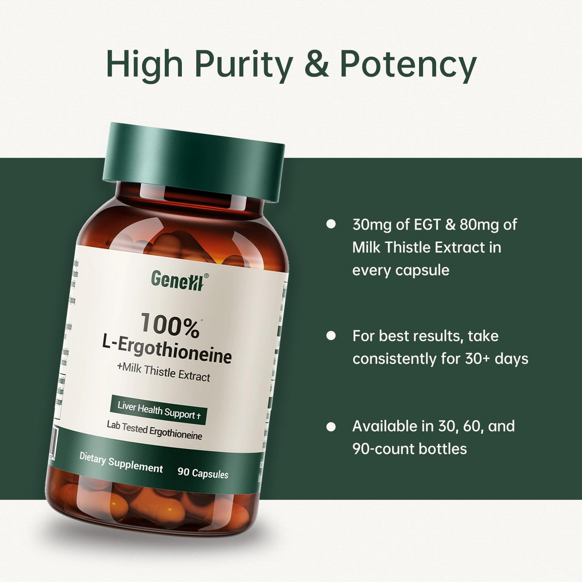 GENEIII Complément Alimentaire L-Ergothioneine 30mg côté