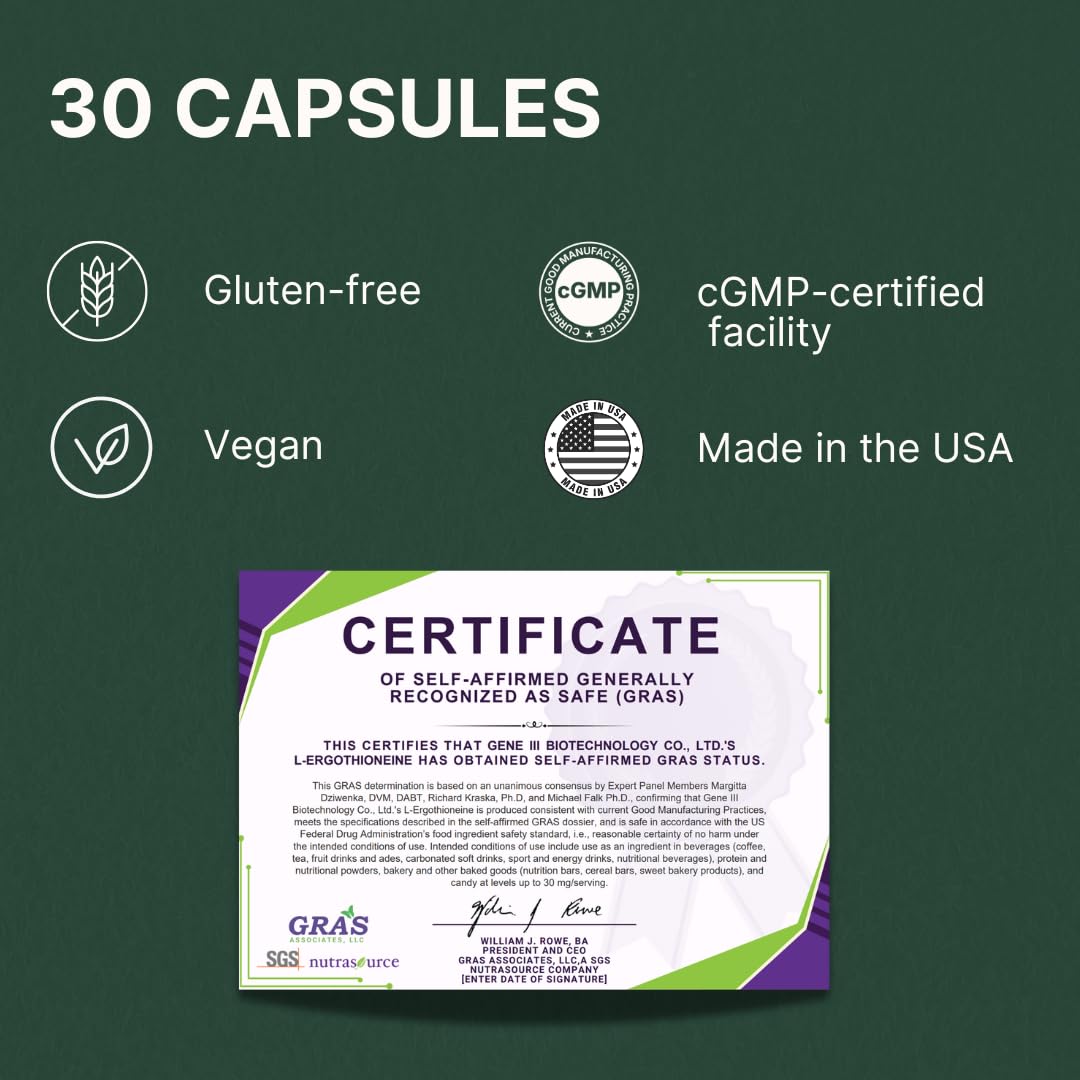 GENEIII L-Ergothioneine 30mg capsule close-up