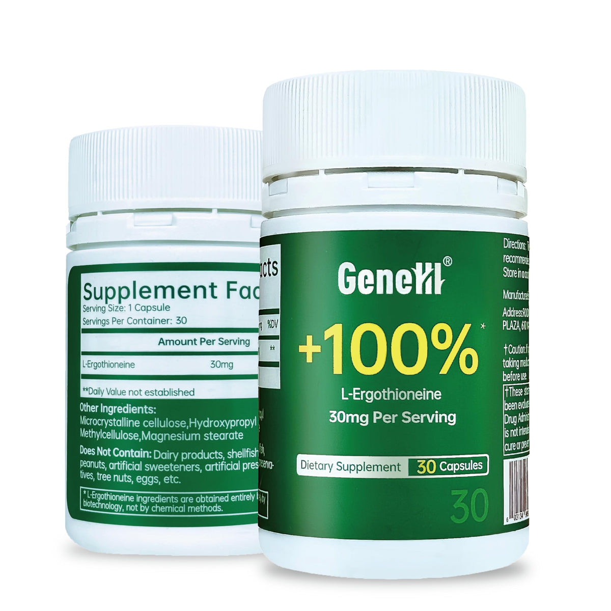 GENEIII L-Ergothioneine 30mg capsule front view