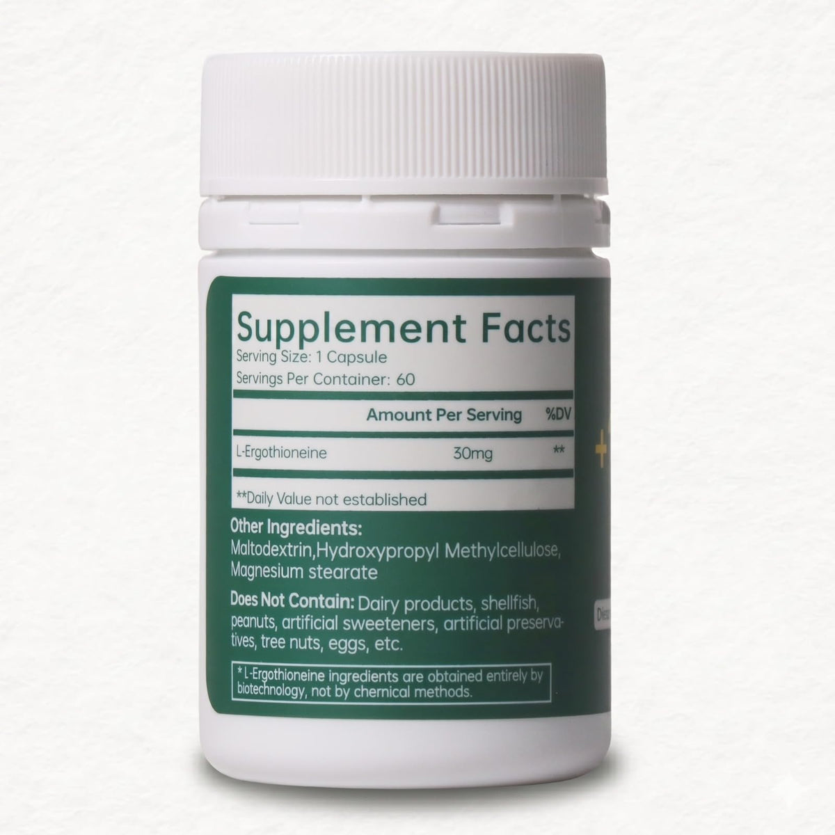 GENEIII L-Ergothioneine 30mg capsules avec fruits frais