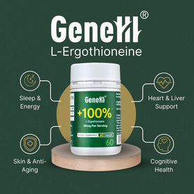 GENEIII L-Ergothioneine 30mg capsules en gros plan