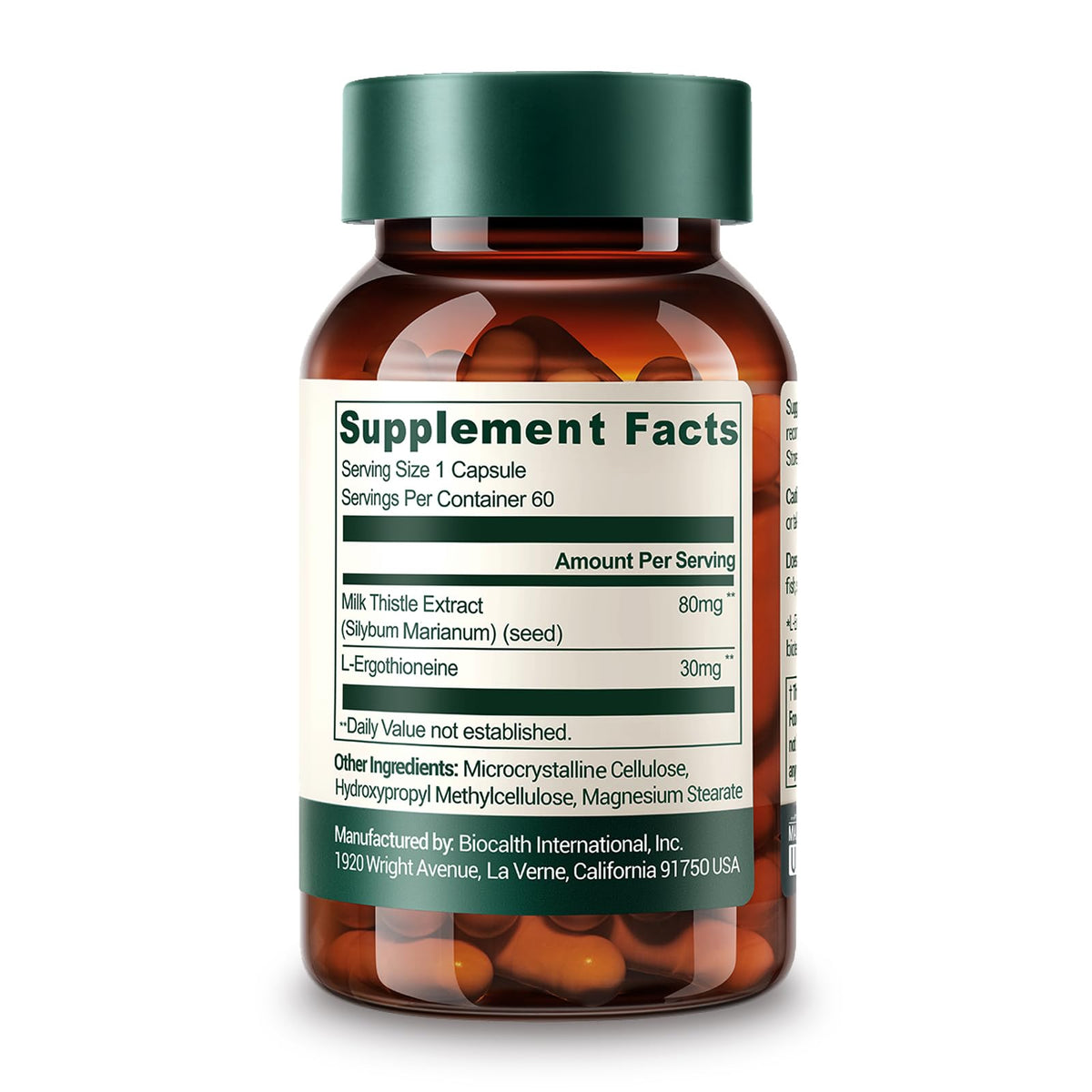 GENEIII L-Ergothioneine 30mg gélules sur fond blanc