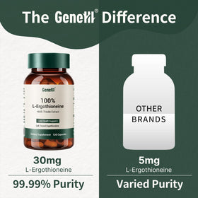 GENEIII L-Ergothioneine et Chardon-Marie sur une table
