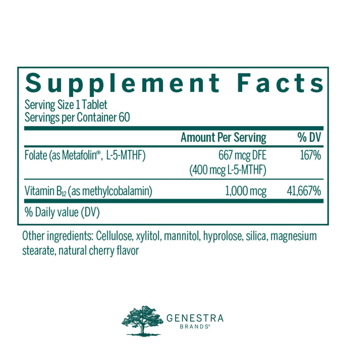 Genestra Brands B12 1000 mcg comprimés à mâcher, emballage