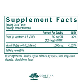 Genestra Brands B12 1000 mcg comprimés à mâcher, emballage