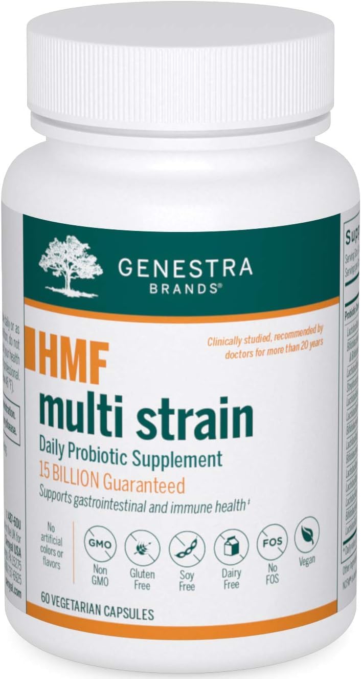 Genestra Brands HMF Multi Strain 60 Capsules sur une table