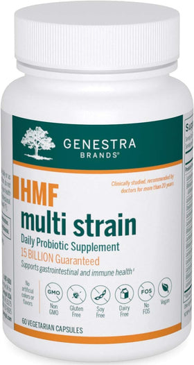 Genestra Brands HMF Multi Strain 60 Capsules sur une table