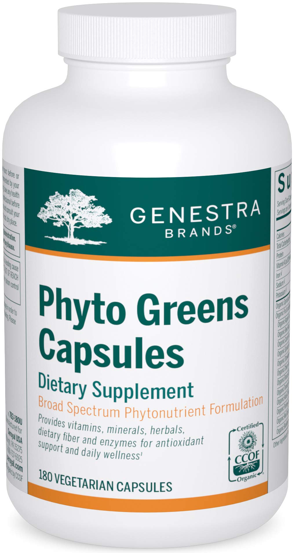 Genestra Brands Phyto Greens Capsules 180 capsules front view
