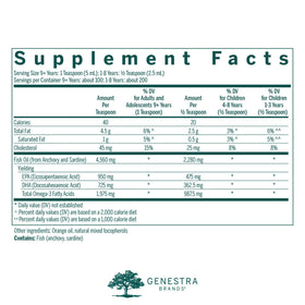 Genestra Brands Super EFA Liquide 16,9 Fl Oz arrière avec informations nutritionnelles