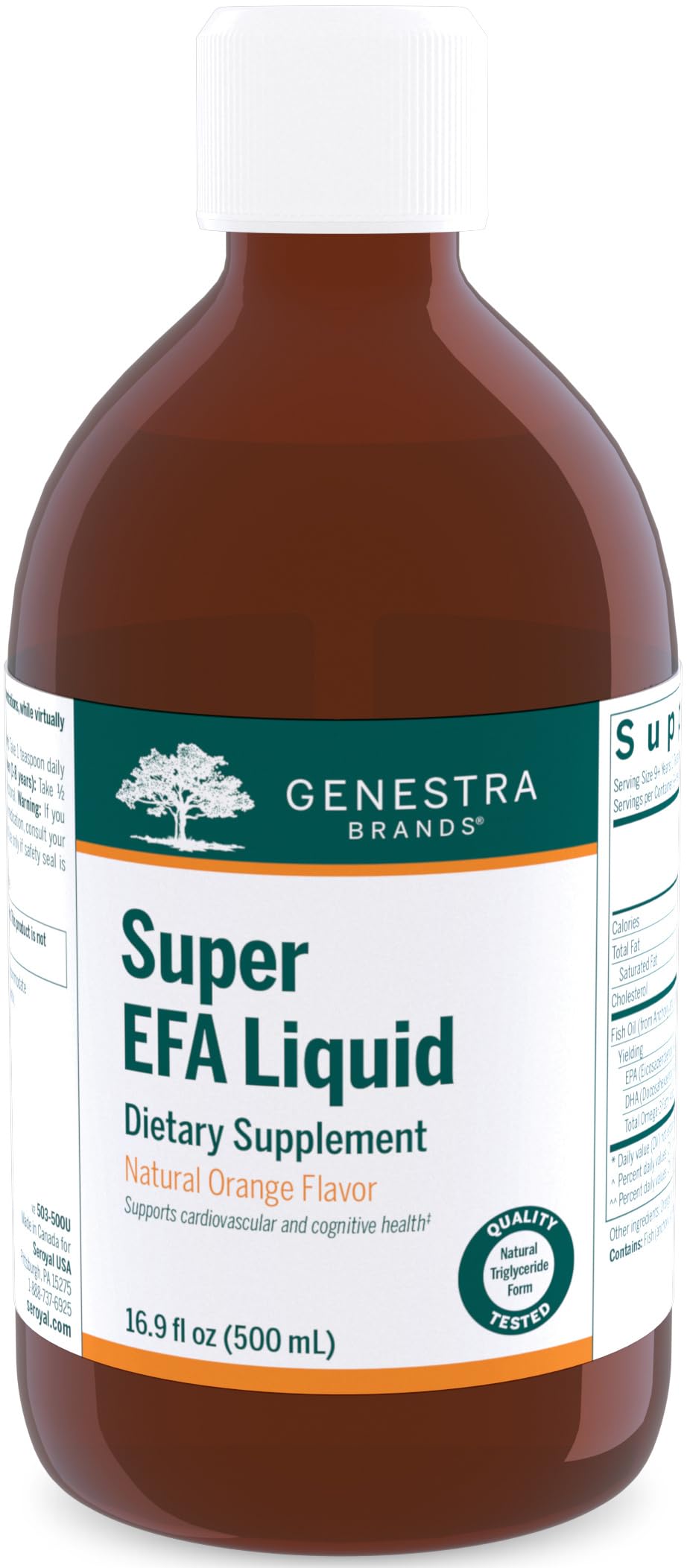 Genestra Brands Super EFA Liquide 16,9 Fl Oz devant avec étiquette orange