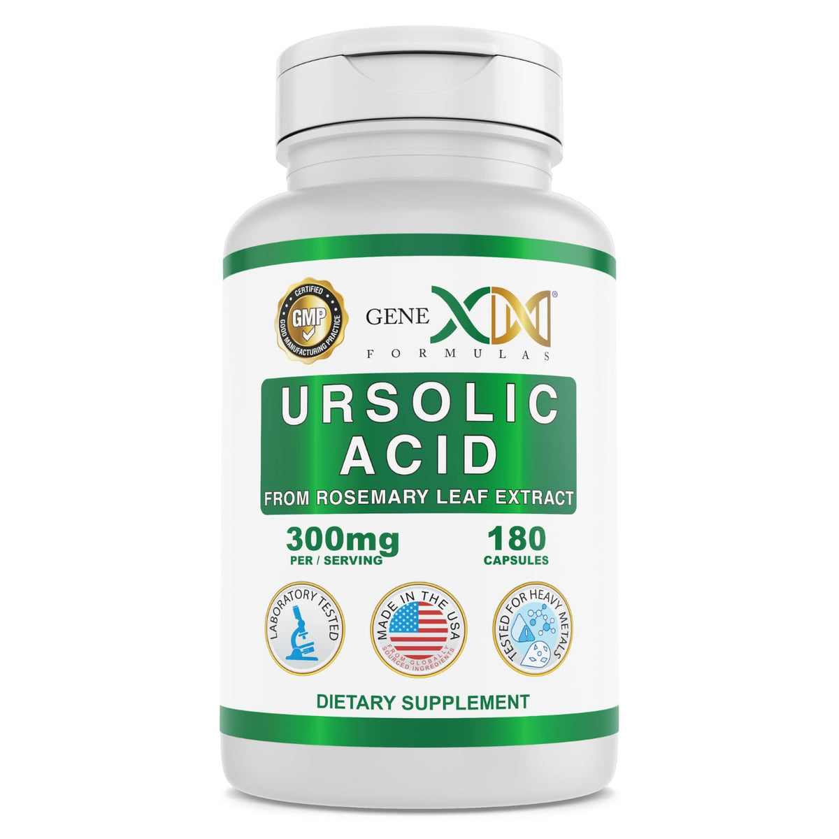 Genex Formulas Acide Ursolique 300mg 180 gélules vue de face