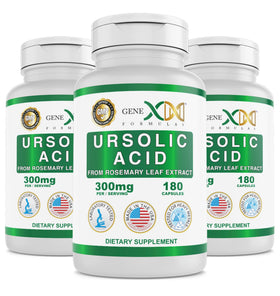 Genex Formulas Acide Ursolique 300mg flacon avant avec étiquette détaillée