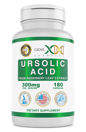 Genex Formulas Acide Ursolique 300mg flacon avec arrière-plan naturel
