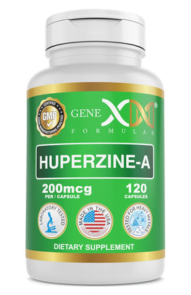 Genex Formulas Huperzine A 200mcg bouteille vue avant avec 120 capsules