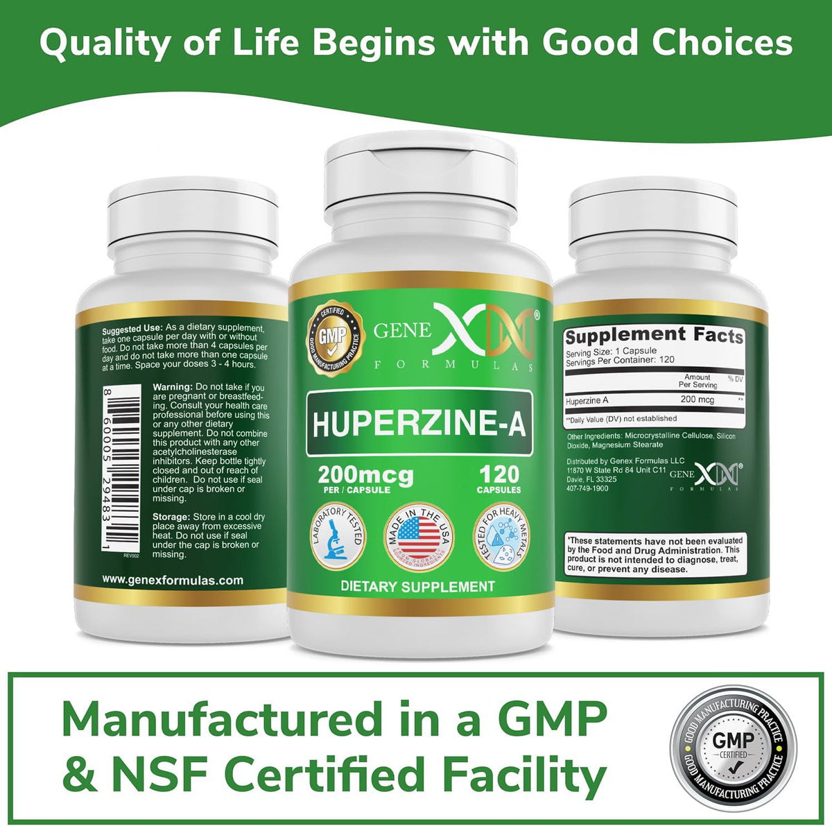 Genex Formulas Huperzine A 200mcg informations sur les ingrédients