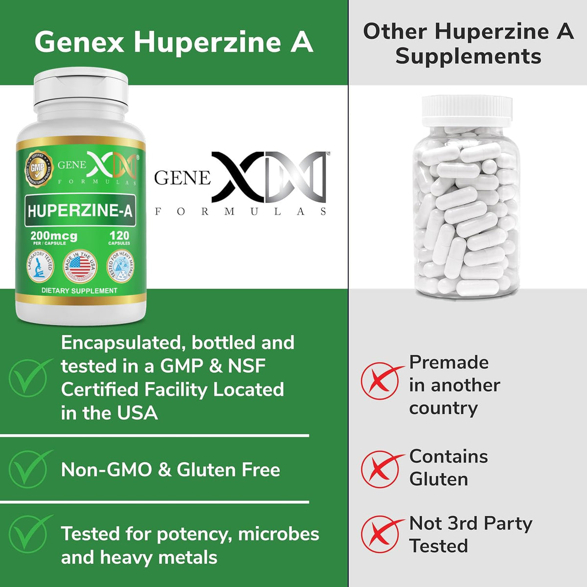 Genex Formulas Huperzine A 200mcg prise quotidienne avec un verre d'eau
