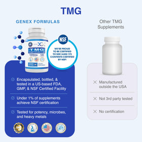 Genex Formulas TMG 1000mg complément alimentaire avec verre d'eau