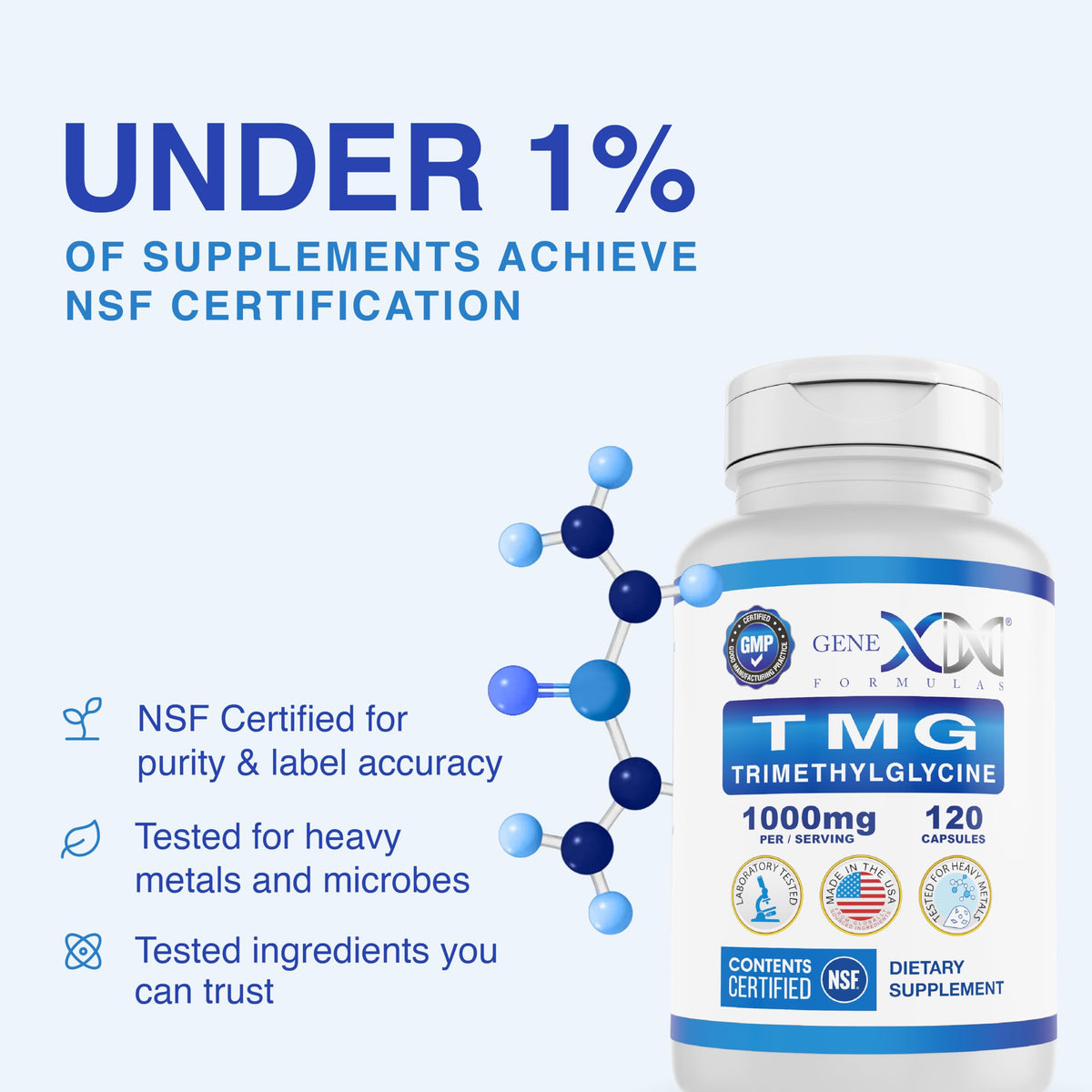 Genex Formulas TMG 1000mg complément alimentaire étiquette détaillée