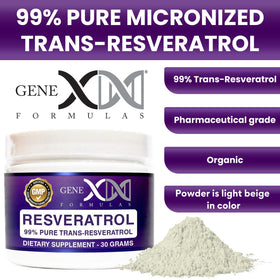 Genex Formulas Trans-Resvératrol 1000mg étiquette et informations